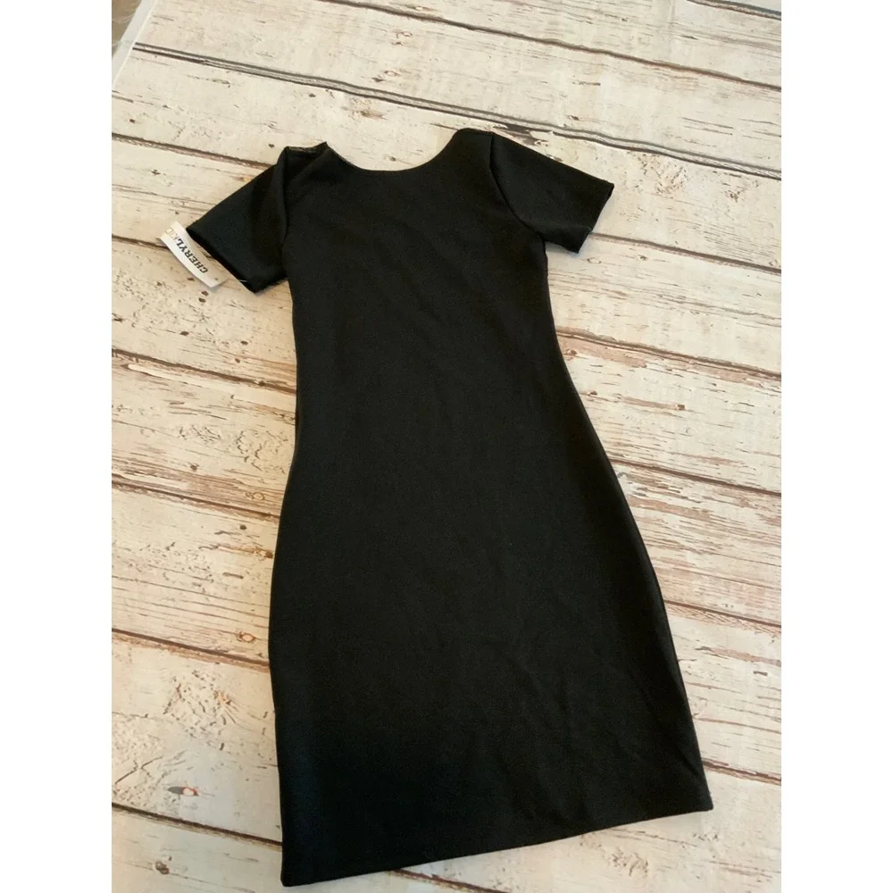 Cheryl Kids Creations Girls Black Short Sleeve Sheath Dress Size S 7/8 NWT